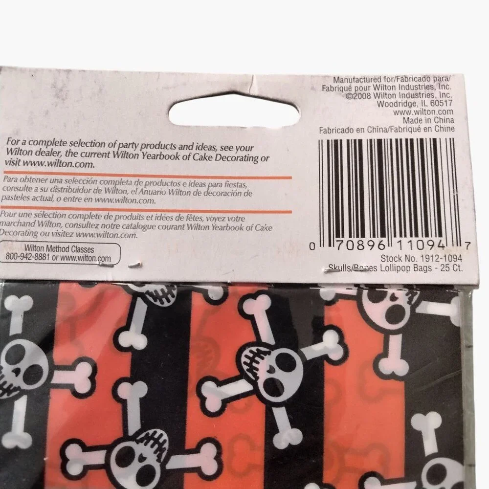 Wilton Skulls Cross Bones Lollipop Bags Halloween Halloween Treat Wrappers 50